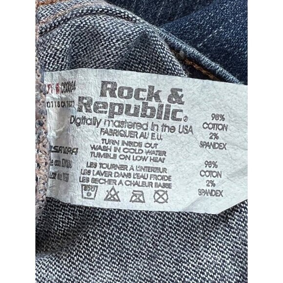 Rock & Republic Jeans Womens Size 29 Blue Denim Flare Leg Stretch Low‎ Rise - Picture 13 of 13